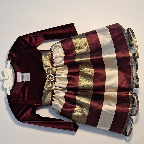 Iris And Ivy Elegant Burgundy and Gold Kids Costume Dress - Picture 1 of 5